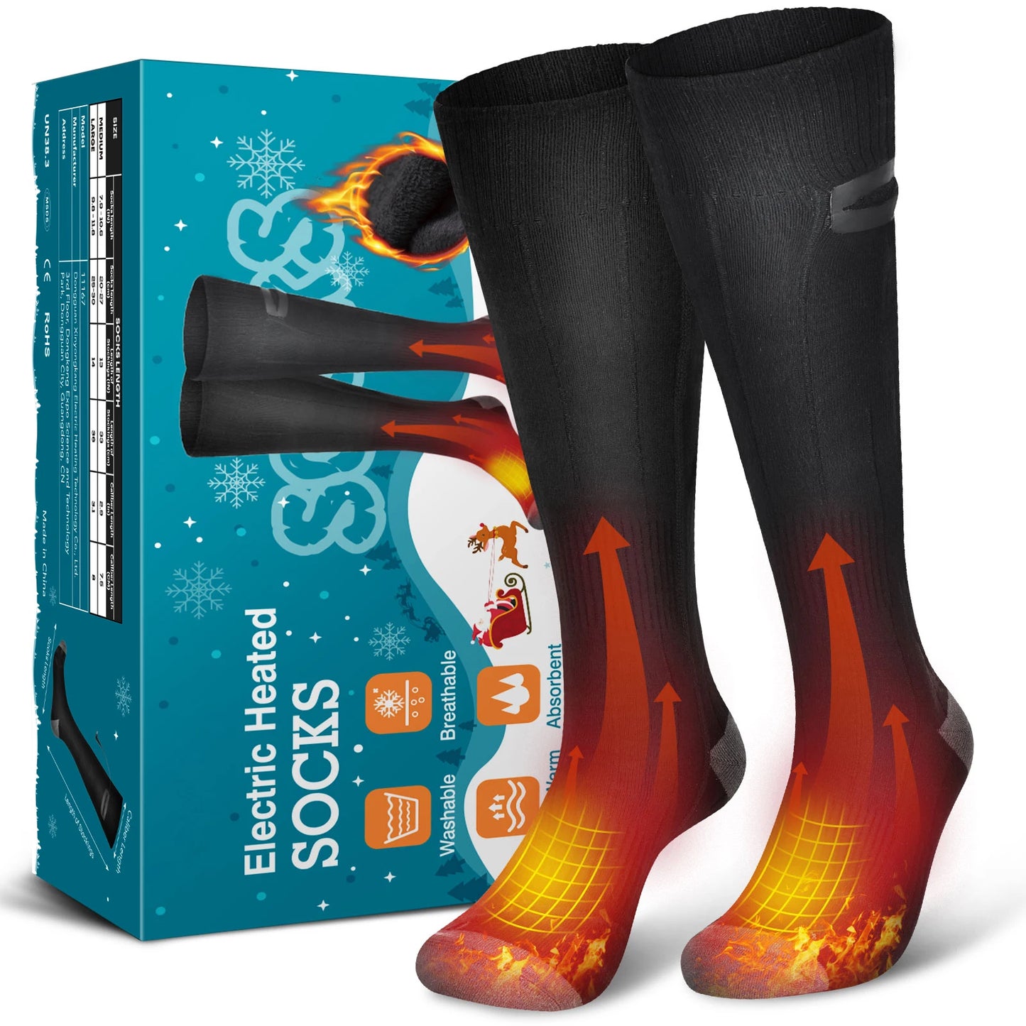 Winter Electric Heated Socks Rechargeable Heating Socks for USB 5000mah Heated Socks Warmth Outdoor Ski Snowboard Climbing Mountaineering Heated Thermal Socks Winter Sports Apparel Accessories