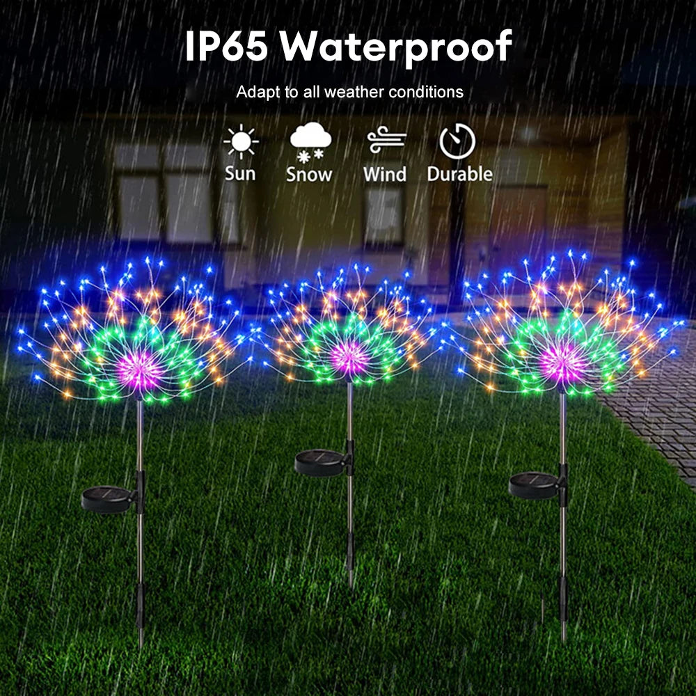 NEW Arrivals Solar Firework Light Grass Globe Dandelion 90/150/200 LED Fireworks Lamp For Garden Lawn Landscape Holiday Christmas Lights Home Garden Decoration Supplies