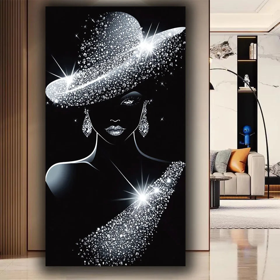 Abstract Sparkling Woman Diamond Painting New Diy Jewelry Cross Stitch Full Diamond Mosaic Art Portrait Home Decoration