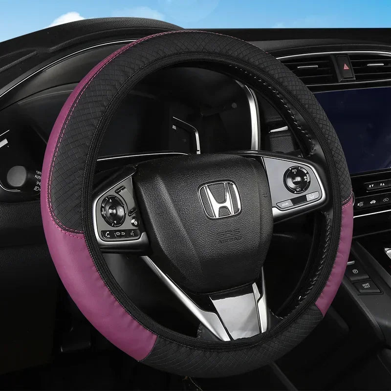 Car 37-38.5cm Steering Wheel Cover Breathable Anti Slip PU Leather Steering Covers Suitable Auto Decoration Carbon Fiber Cars Accessories