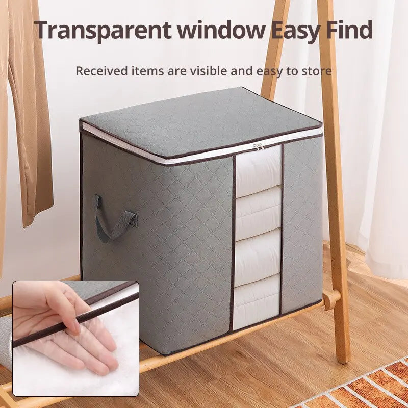 Large Capacity Non-Woven Storage Box for Clothing And Bedding Storage Semitransparent Durable Clothes Storage Boxes