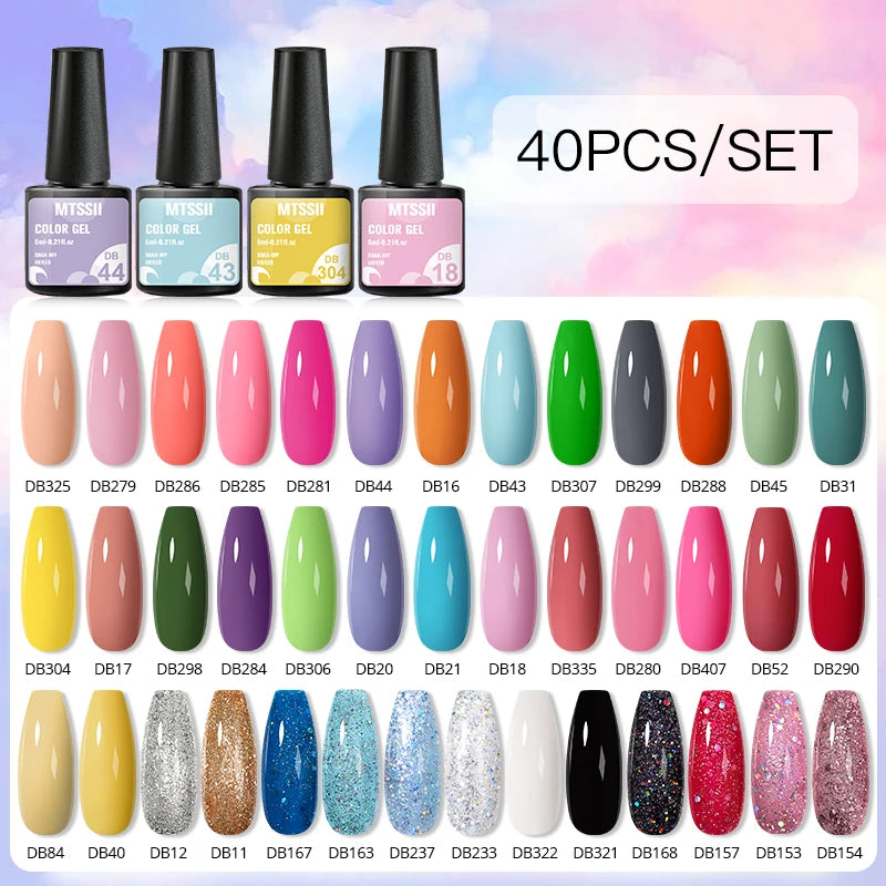 NEW Arrivals 24/40.120PCS Set Colors Gel Nail Polish Set Semi Permanent Hybrid Gel Varnish Set Base Top Coat Soak Off UV LED Nail Gel Kits Manicure Pedicure Accessories Nail Care Tools Sets Cosmetic Supplies