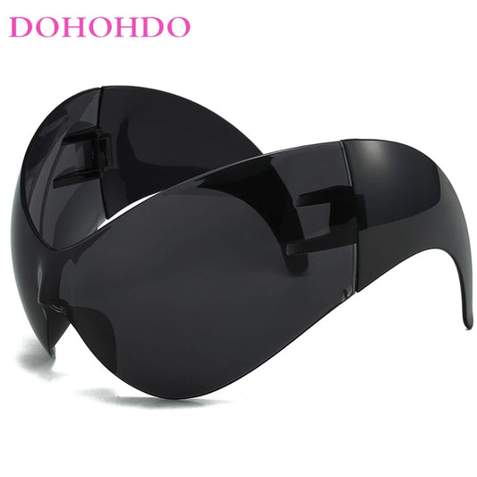 NEW  Personalized Cat Eye Alien Oversized Sports Y2K Sunglasses Women 2000's Retro Wrap Around Shield Goggle Men Brand Sun Glasses Supplies Eyewear Products Accessories