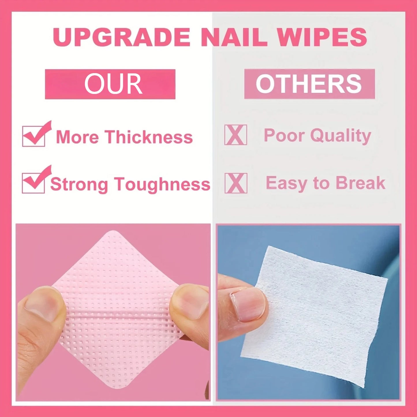 600 PCS Set White/Pink Color  Lint-Free Nail Wipes Gel Cleansing Tissues Aluminum-Free Nail Polish Remover Pads for Nail Beauty Cleaning Care Tools Pedicure Women Nail Care Manicure Supplies