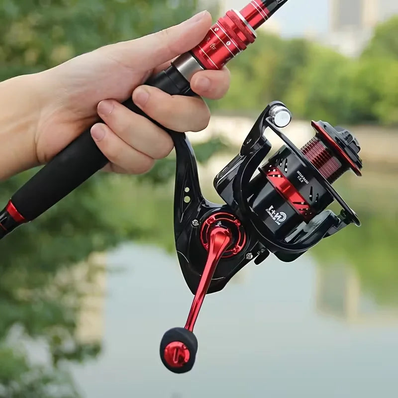Black Red Design 1000-7000 Series Ball Bearings 13+1 15KG Max Drag Spinning Reel Metal Body Freshwater Saltwater Fishing Reel