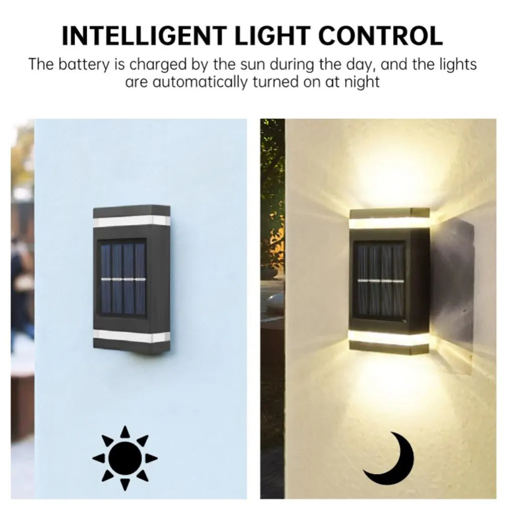 Solar Wall Lamp Outdoor Waterproof Solar Powered Light UP and Down Illuminate Home Garden Yard Decoration Outside Sun Lights