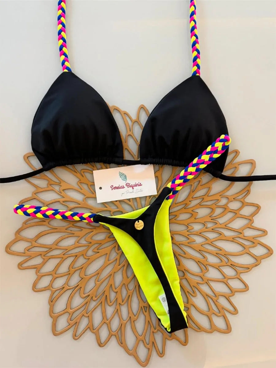 Micro Bikinis 8 Colors Women Swimsuit New Sexy Swimwear Halter Bikini Set Brazilian Biquini Female Thong Beachwear Party Wear
