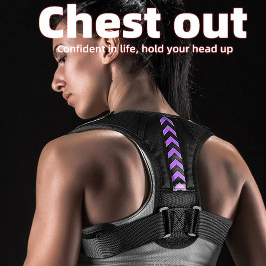 Posture Corrector Unisex Adjustable For Clavicle Support Providing Pain Relief Neck Back Shoulder Reshape Your Body 1PC Purple