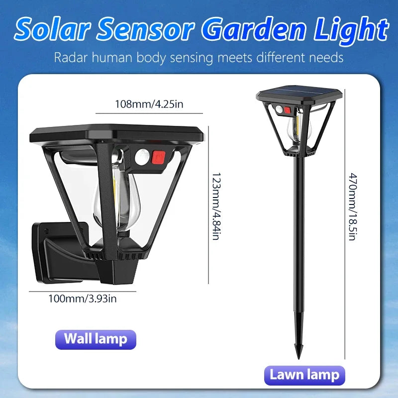 Just Arrived Motion Sensor LED Solar Pathway Light Outdoor Wall Lamp External Waterproof Bulb Retro Garden Lawn Decoration Solar Street Light Home Gardening Supplies