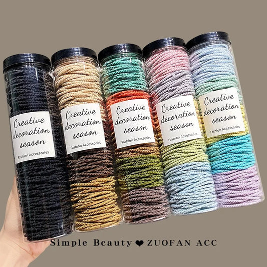 100pcs/lot 3 Colors Hair Bands Scrunchie Multicolor Elastic Hair Rubber Women Hair Ties Accessories for Ponytail Hairbands for Outdoor Running Sports