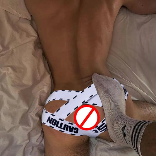 Sexy Cotton Gay Jockstrap Men Underwear Thong Cross Strap Hollow Sissy Panties Breathable Sexy Mens Thongs G-strings Underpants