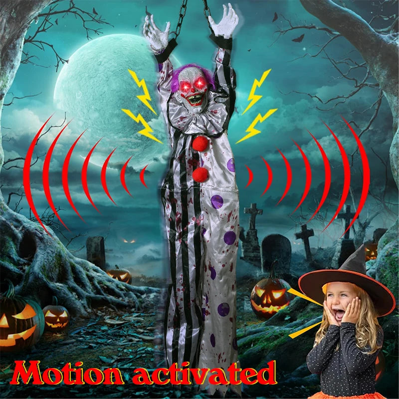 Electric Halloween Decorations New Style Hanger Clown Nurse Witch Voice Control Toys Electric Hanging Ghost Horror Scene Props