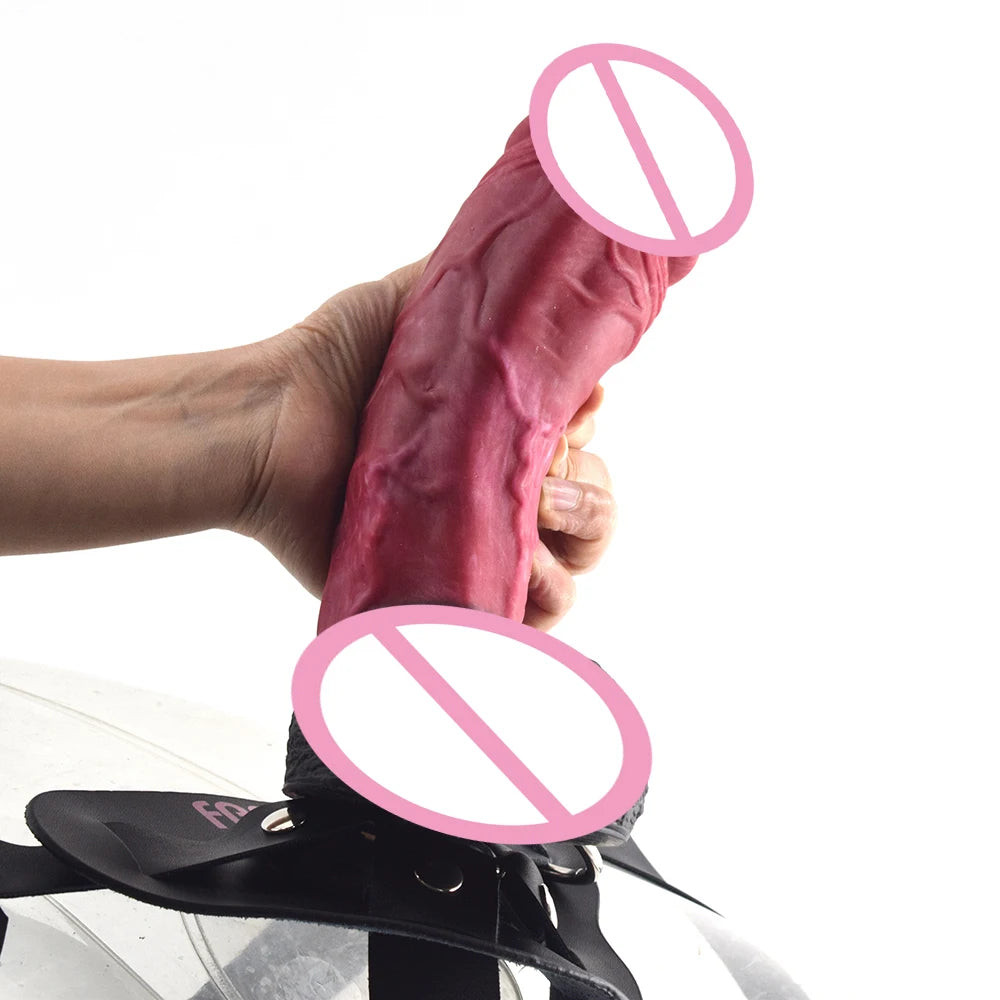 Strap on Realistic Dildo With Suction Cup Silicone Red Huge Artificial Penis Harness Skin Touch Sex Toys For Women Men