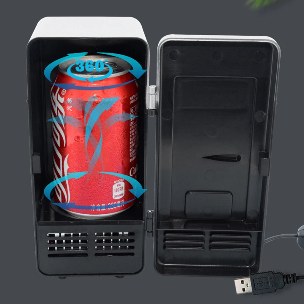 Portable Mini USB 5V Fridge Cooler Beverage Drink Cans Cooler/Warmer Refrigerator for Car Laptop PC Computer Black Red