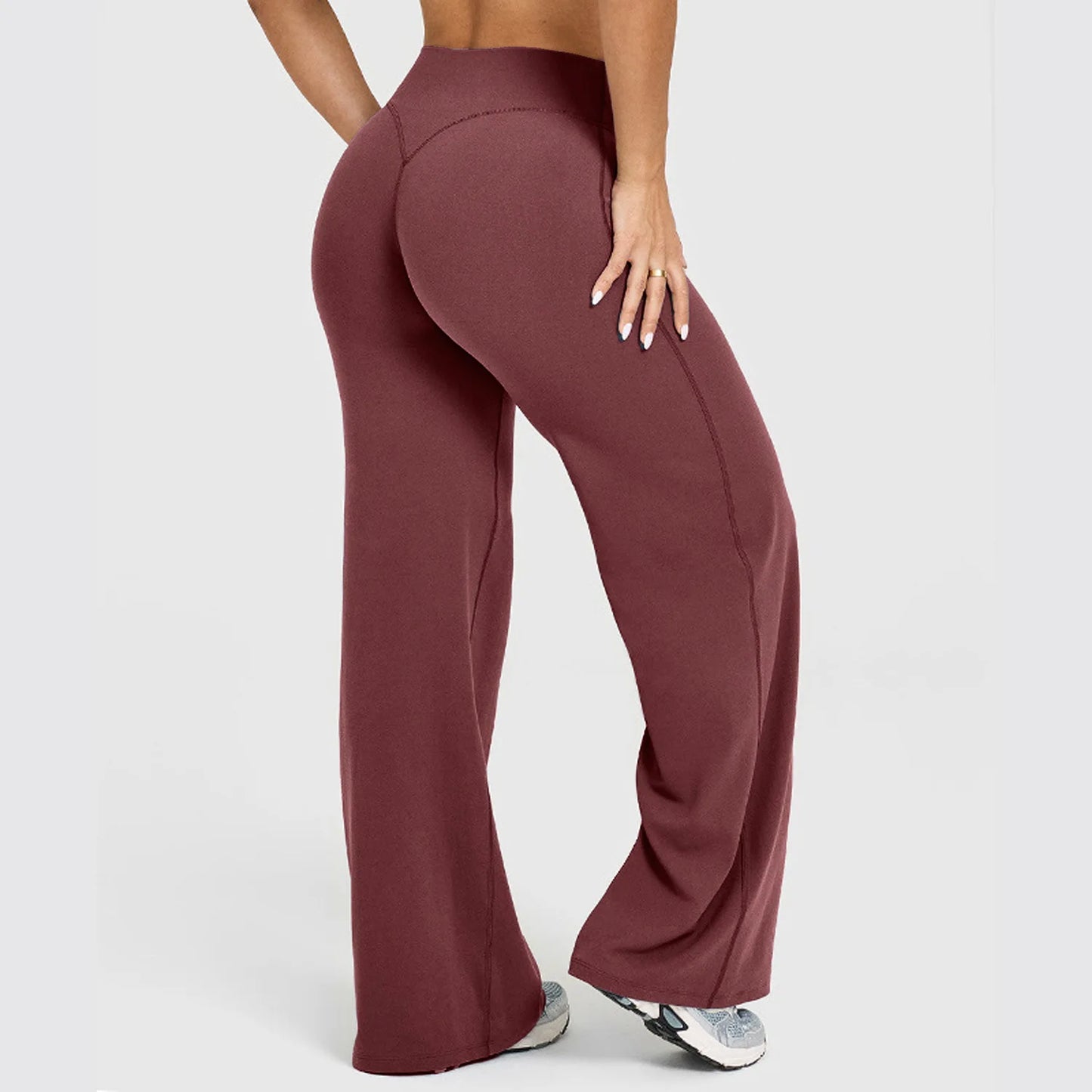 Naked Feel Yoga Pilates Running Sport Flare Trousers 6 Colors  Straight-Leg Pants Ultra Soft Butter Fabric Women's Mid-Waist Yoga Gym Fitness Pants Female Sportswear