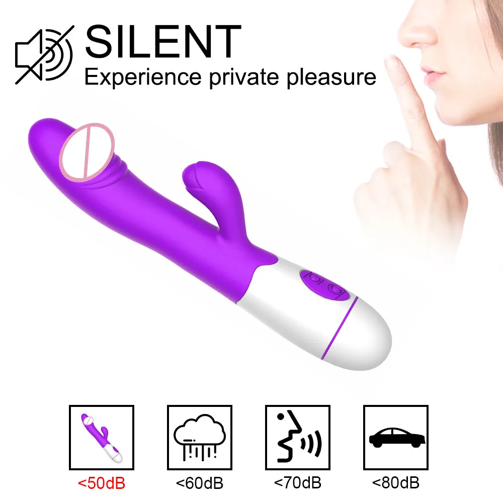 30 Speed Rechargeable Handheld Silicone Adult Clit Clitoral Clitoris Sex Toy G Spot Dual Motor Rabbit Vibrator for Women Female