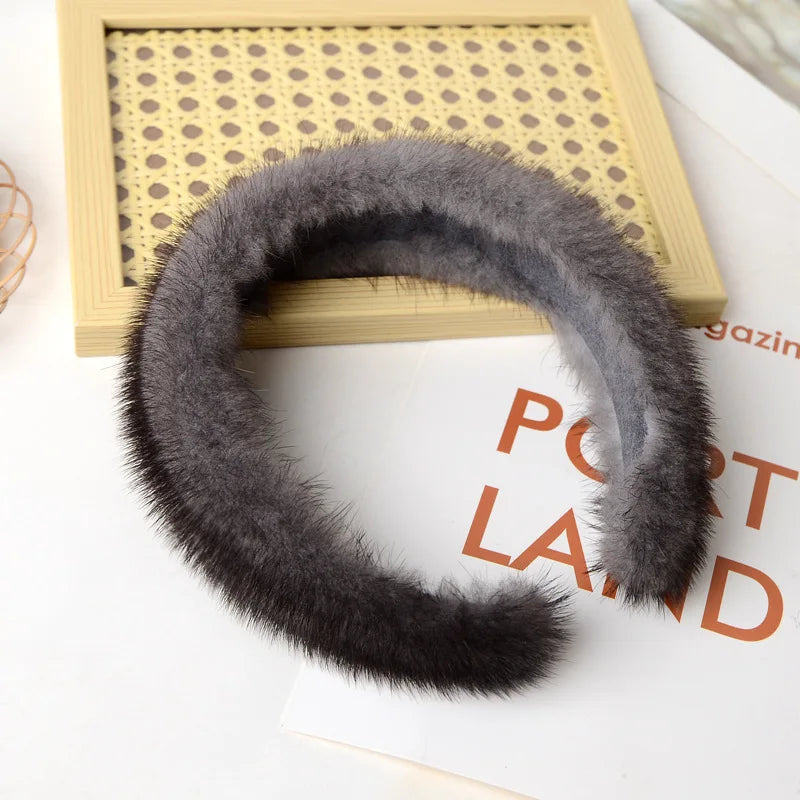 10 Colors Hot Sale Women Luxury winter 100% Real Mink Fur Headbands High Quality Real Fur Hair Band Lady Fashion Hair Hoop Furry Gift