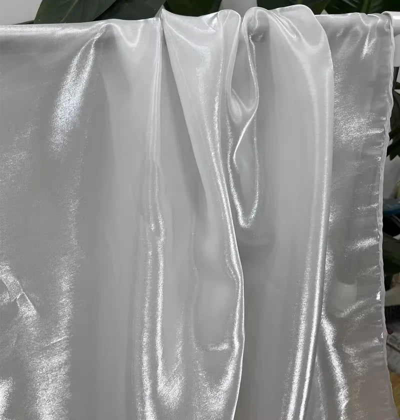 NEW 5M 10 Colors Luxury White Smooth Satin Water Gloss Liquid Organza Fabric sewn Evening Dress Shirt Micro Transparent Fabric