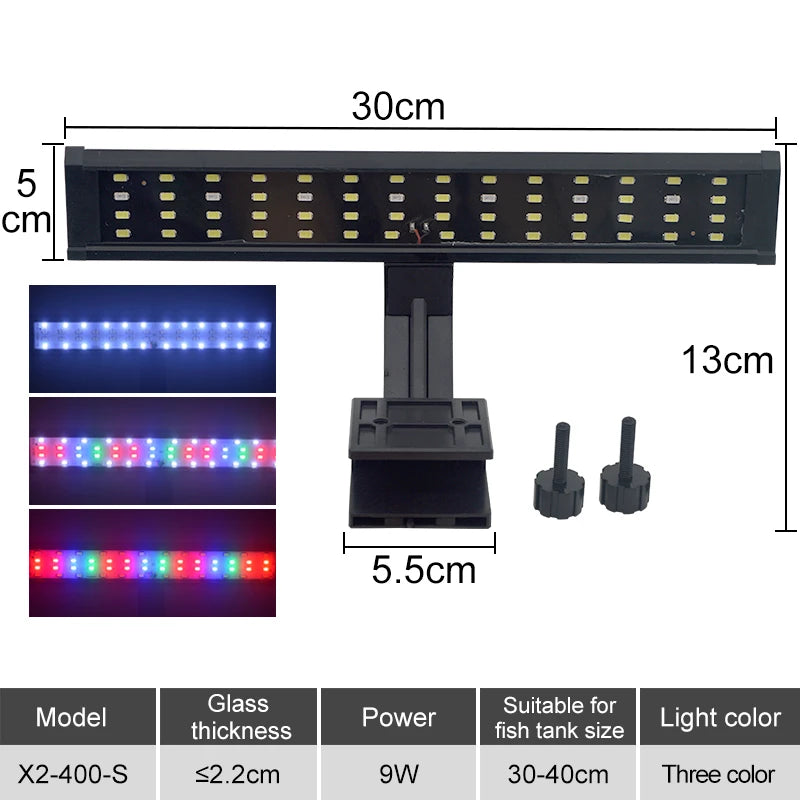 Aquarium LED Fish Tank Light Super Slim Plants Grow Clip Lights Lamp Aquatic Aquarium Lamps Lighting 220V 5W/7W/9W/12W/16W Home Office Hotels Restaurants Decoration Supplies