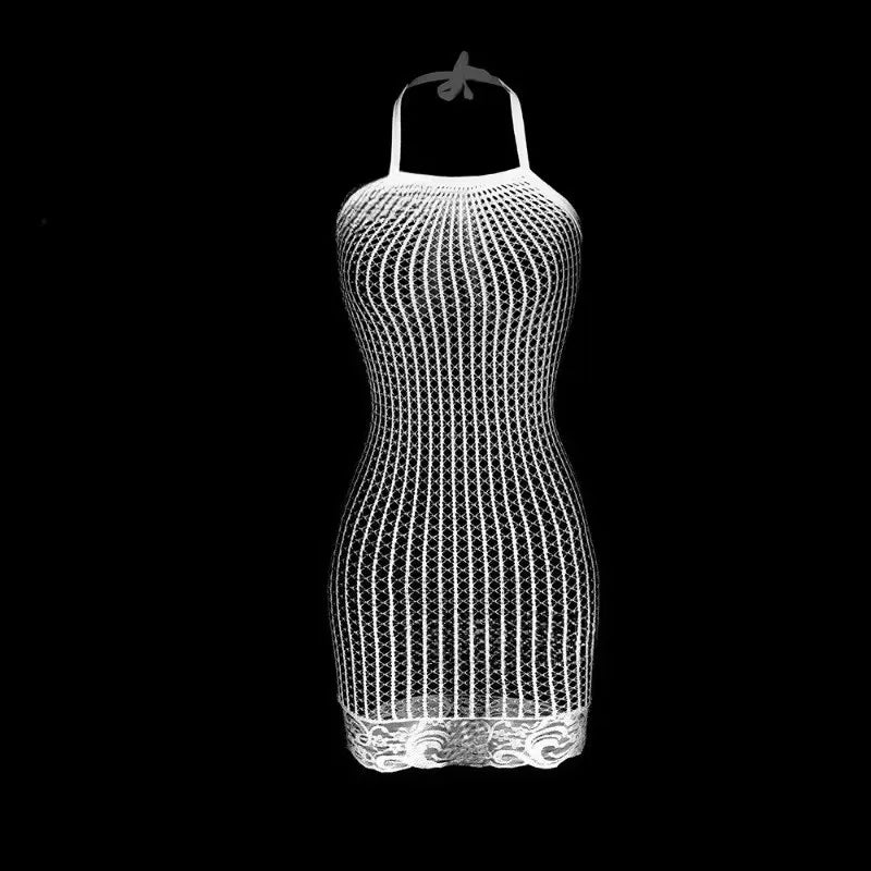 10 Colors Women Sexy Fishnet Swimwear Cover Up Without Bikini Hollow Out See Through Bodycon Dress Beachwear Summer Women's Swimwear Dress