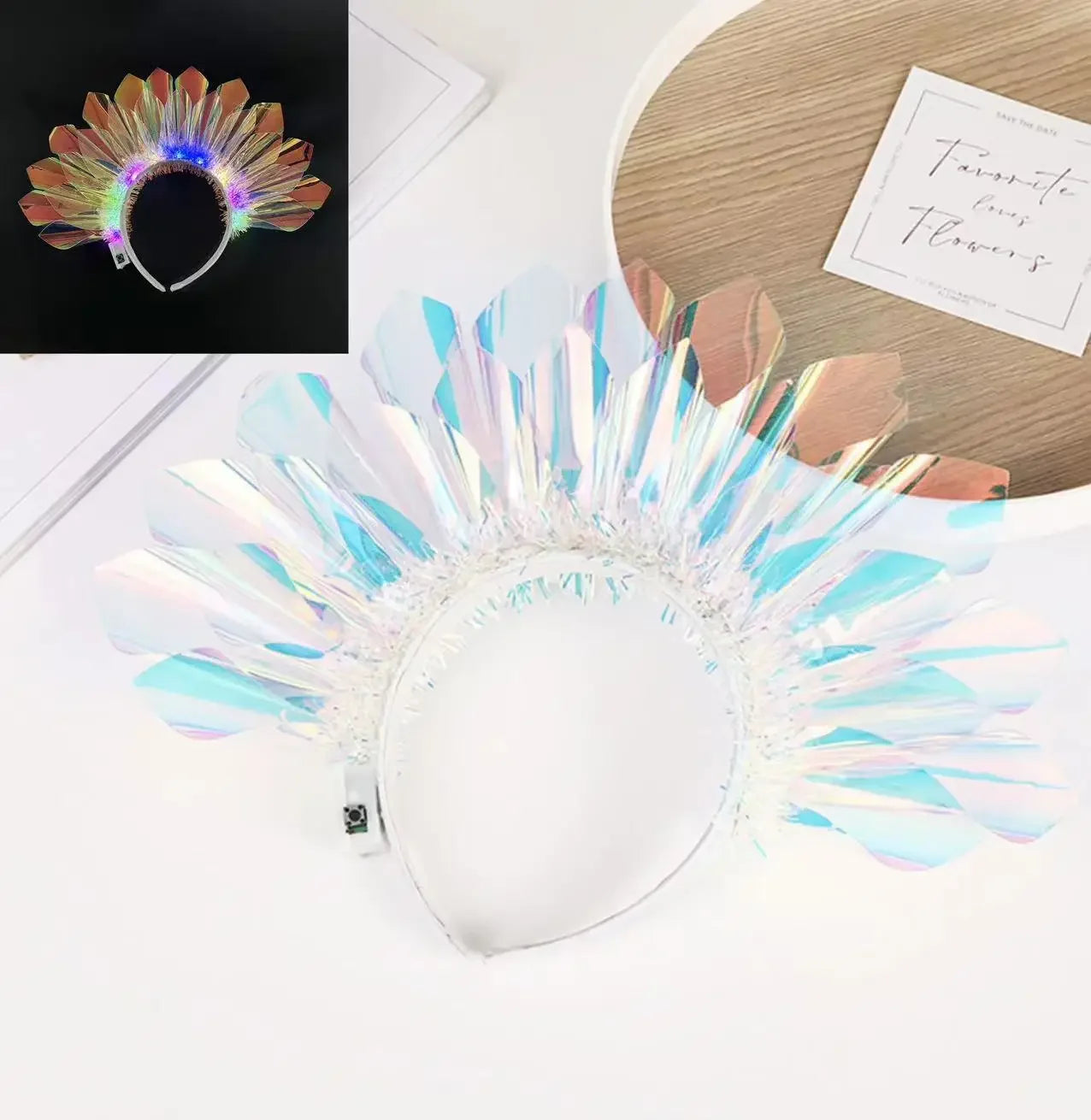 NEW Arrivals Light Up Headband Glowing Crown LED Laser Hair Band Flashing Headpiece Luminous Crown Nightclub Cosplay Party Headwear Hair Tiara