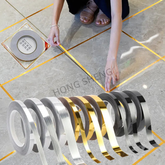 50M Gold Black Self-Adhesive Tile Stickers Tape Floor Waterproof  Wall Gap Sealing Strip Tile Beauty Seam Sticker Home Decoration