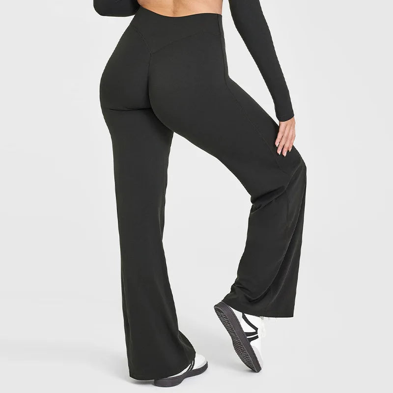 Naked Feel Yoga Pilates Running Sport Flare Trousers 6 Colors  Straight-Leg Pants Ultra Soft Butter Fabric Women's Mid-Waist Yoga Gym Fitness Pants Female Sportswear