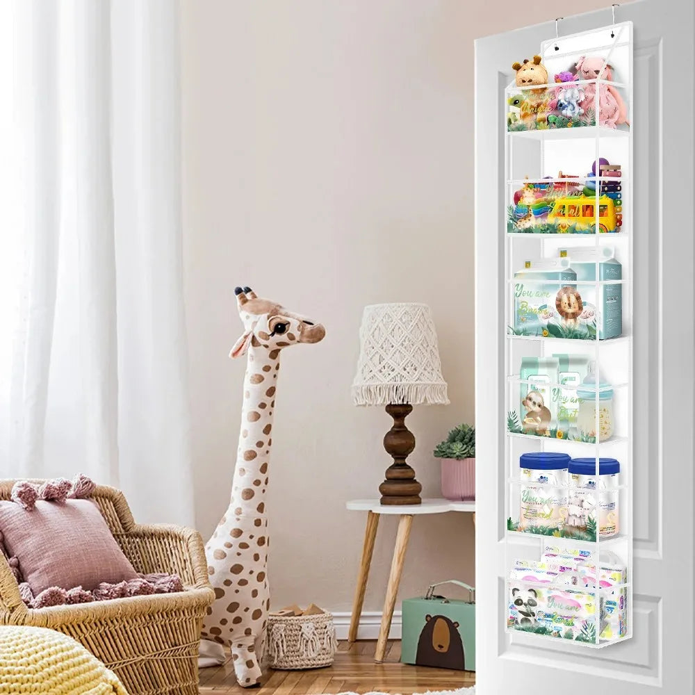 NEW Arrivals 2 PCS Set 4+6 Layers Storage Hanging Bag Door Mounted Storage Bag Wall Mounted Dormitory Non-Woven Fabric Visible Transparent Multi-Layer Storage Set