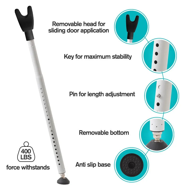 NEW Arrivals Sliding Door Stopper Jammer and Telescoping Security Bar 19-52 Inch Adjustable Length 400 LBS Force Anti-Slip Base for Home Office Hotel Security Supplies