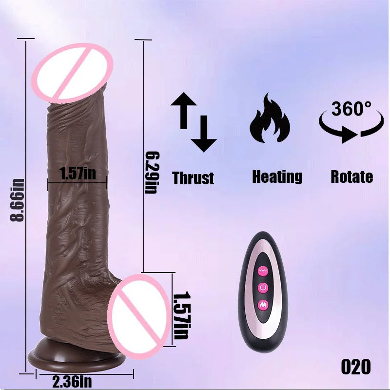 Realistic Large Vibrator Dildo for Women with Heating and Thrusting Functions Realistic Penis Vibrator Anal Plug Penetration