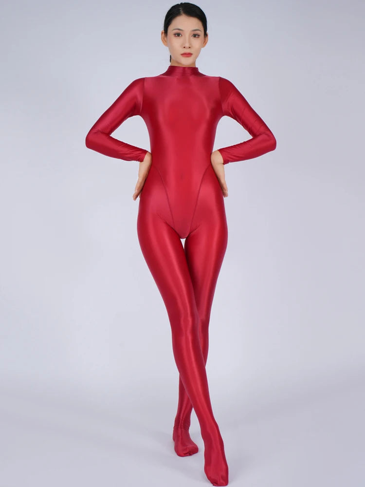 8 Colors M-3XL UK Plus Size Sexy Women Yoga Shaper Tight Dance Wear Oil Glossy Shiny Elastic Bodysuit Sheer See Through Rompers Jumpsuits Candy Color Leotard Tights