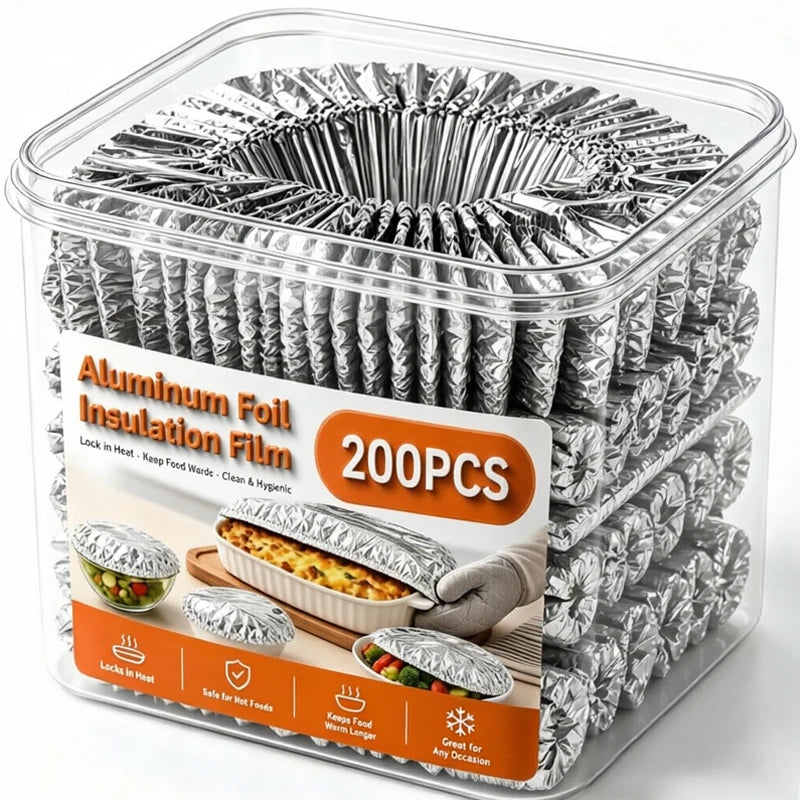 30/100/200PCS Set Outdoor Camping Picnic Travel Disposable Foil Film Food Cover Aluminum Foil Insulation Kitchen Insulation Lid Fresh-Keep Saran Warp Storage Covers Home Kitchen Accessories