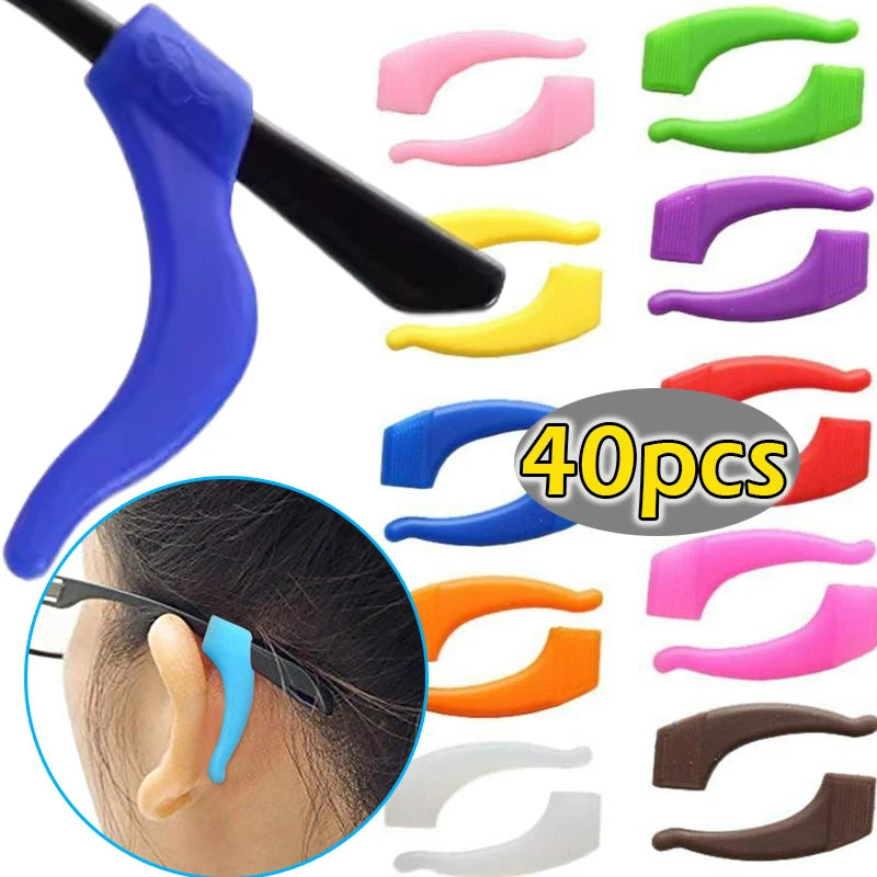 New Arrivals 20 Pairs Set (40PCS) Silicone Anti-Slip Ear Hooks for Women Men Antiskid Glasses Leg Ear Sleeve Clear Anti-fall Eyewear Holder Accessories