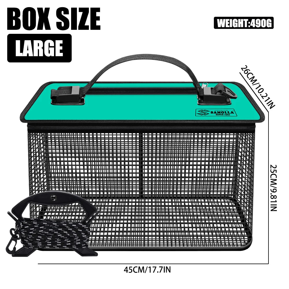 Small  Large Capacity Professional Fishing Protection Live Fish Bucket Box Portable Quick Drying  Bucket Outdoor Fishing Gear Collapsible Fishing Net Cage