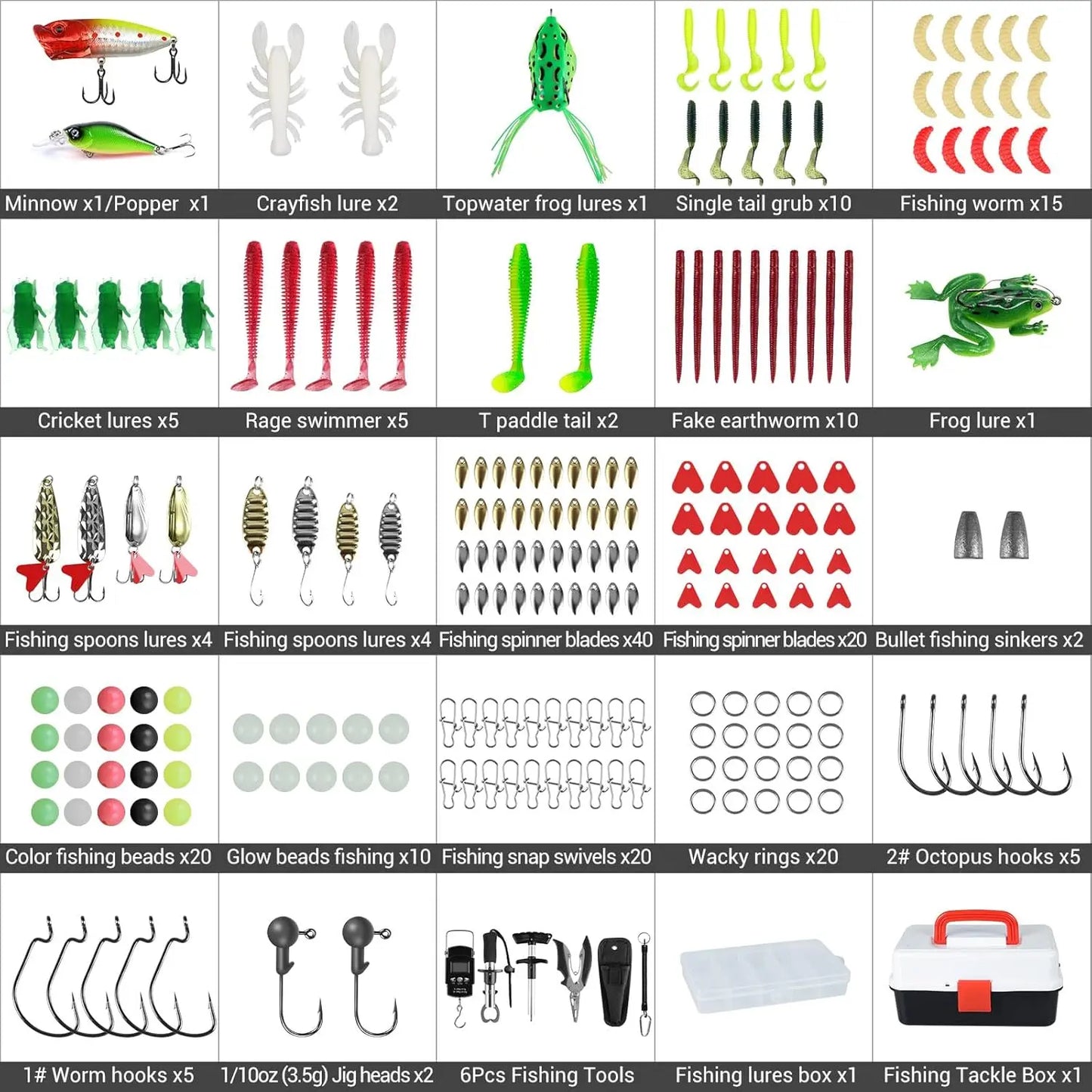3 Layers 213 PCS Set Professional Fishing Tackle Box with Fishing Lures Kit Fishing Accessories Set Baits Hook Jig Gear Fishing Tool Case Gift