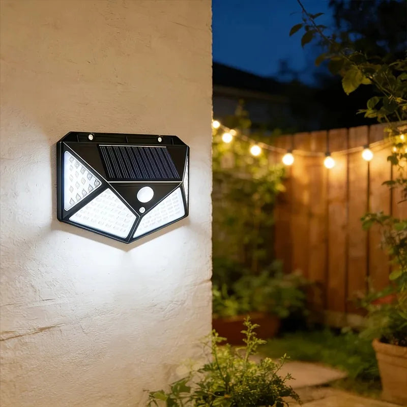 1-8 PCS Set 3 Modes Motion Sensor Outdoor Street Light 100LED Solar Wall Lights Wide Lighting Angle Floodlight Home Step Safety Lamps