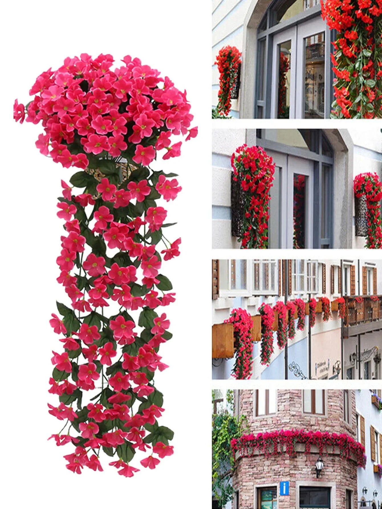 1pc Artificial Violet Ivy Flowers Fake Hanging Flowers Plant for Outside Outdoor Patio Garden Porch Wedding Home Decorations