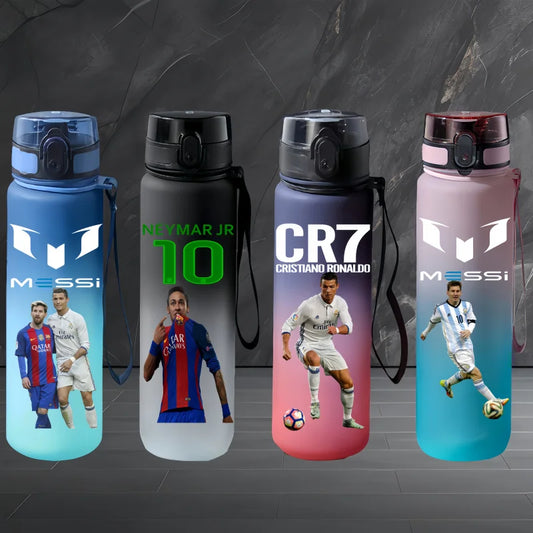 750ml Messi Cristiano Ronaldo Neymar Football Star Character Water Cup Large Capacity Outdoor Portable Leak-Proof Drinking Bottle Boys and Girls Gift Drinking Kettle Sports Accessories