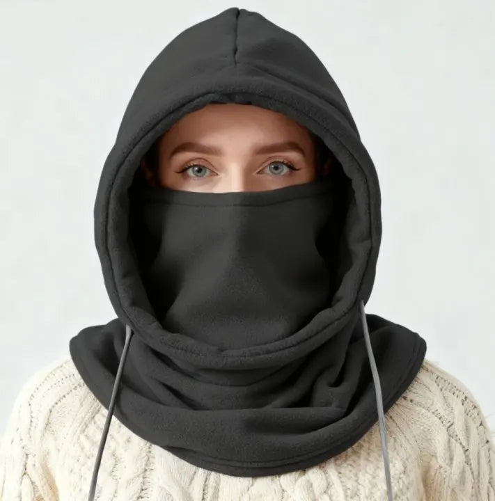 NEW Arrivals Unisex Winter Balaclava Knit Hood - Windproof Mask with Drawstring, Motorcycle Riding Headgear Warm Knitted Cap Outdoor Cold Weather Sports Apparel Accessories