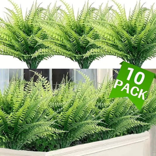 10PCS Artificial Plants Boston Ferns Fake Plants Greenery Artificial Plant Outdoor Indoor Home Garden Spring Summer Decoration