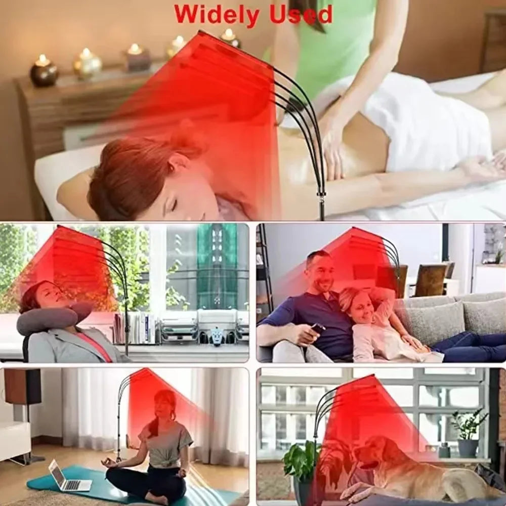 NEW Arrivals 4/5 Heads Red Light Lamp with Stand and Timer Full Body Pain Relief Arthritis Muscles for Relaxing Body Promotes Blood Circulation Relieves Fatigue and Face Skin Care Accessories Health Care Supplies