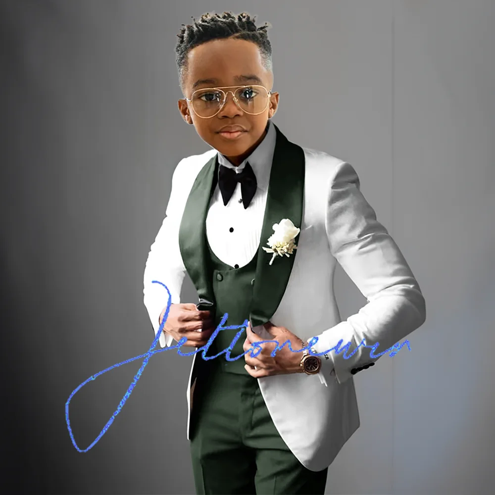 NEW Arrivals 3Pcs Set 5 Colors Luxury Suit for Boys Wedding Tuxedo Kids Formal Jacket Pants Vest Custom Outfit Classic Clothes 2-16 Years Old Boys  Luxury Fashion Apparel Supplies Clothing Products