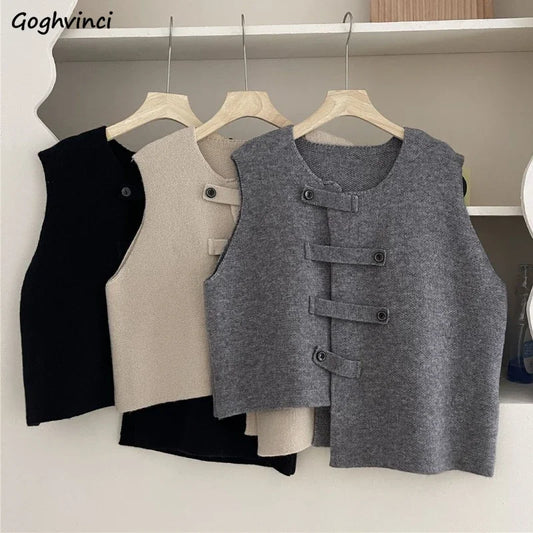 NEW Arrivals UK S-2XL Size Spring Autumn Vintage Sweater Vests for Women Stylish Knitted Outwear Chic Design Italian Style Elegant Female Causal All-Match