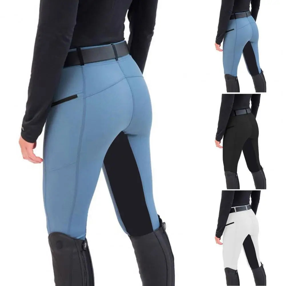 Women Trendy Splicing Color Exercise Equestrian Pants Long Pencil Pants Horse Riding Camping Climbing Pants Female Clothing