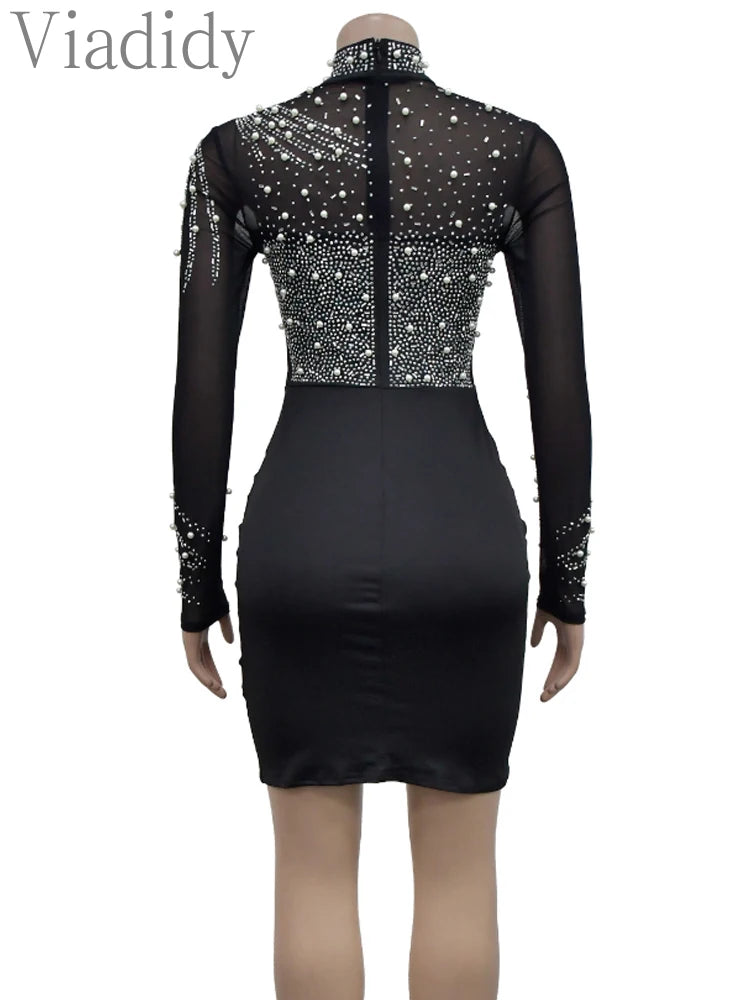 NEW Arrivals S-2XL Apricot/Black Color Women Sexy Glitter Rhinestone Luxury  Mini Dress Evening Party Wedding Birthday Girls Gown Ladies Luxury Fashion Clothing Supplies