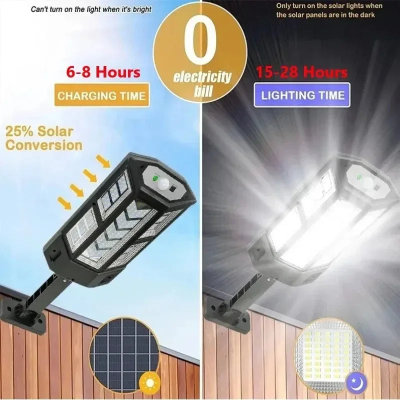 2000LM Solar 43/55 LED Lights Outdoor Solar Lamp of Motion Sensor 3 Modes Waterproof IP65 Solar Garden Light Street Yard Lantern