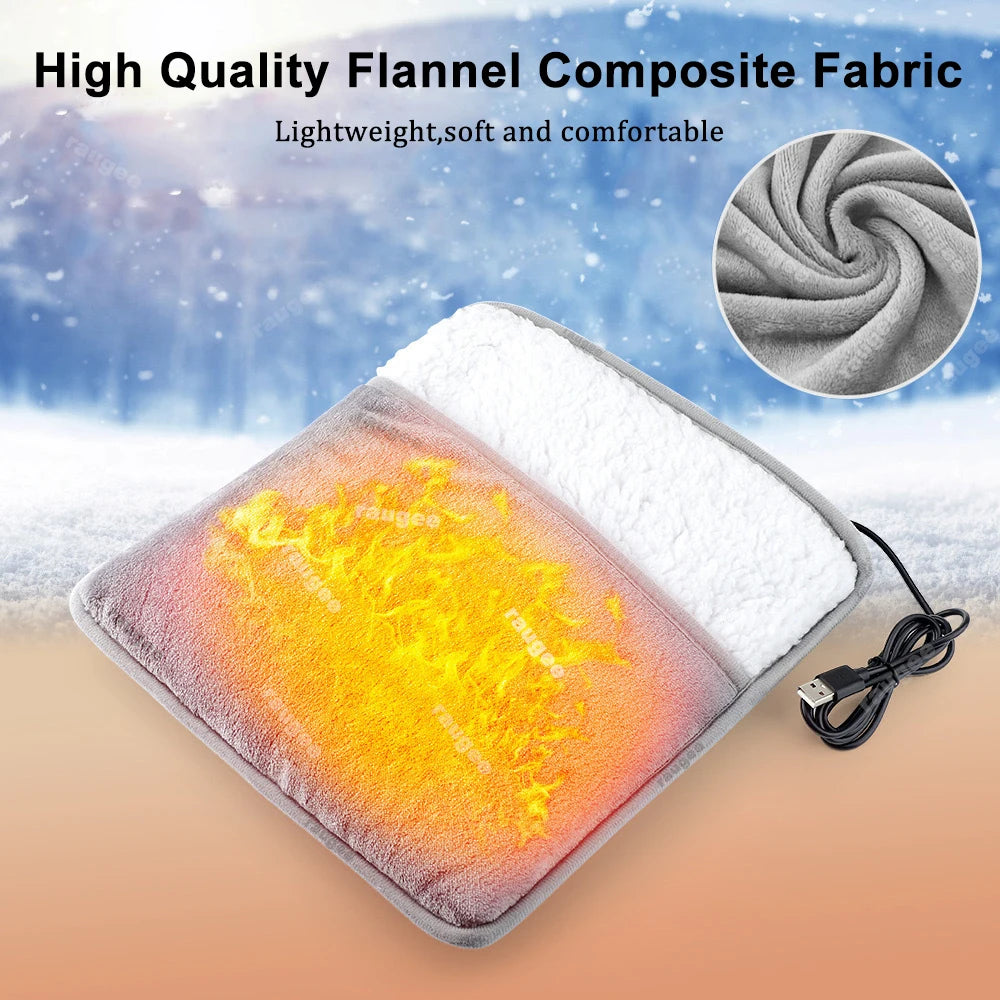 Foot Warmer USB Foot Heater Thermal Foot Pain Relief Blood Circulation Heating Pad Soft Plush Warm Foot Cover Electric Heating Feet Warmer for Home Bedroom Living Room Use Health Care Supplies