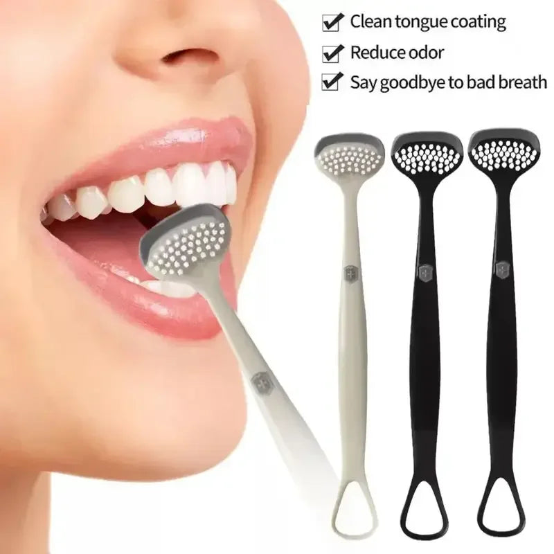 3 PCS Set Multifunctional Silicone Tongue Coating Cleaner Oral Cleaning Home Outdoor Travel Tongue Brush Reusable Three-Effect Tongue Scraper Oral Cleaning Hygiene Safe Soft Reassuring Tool