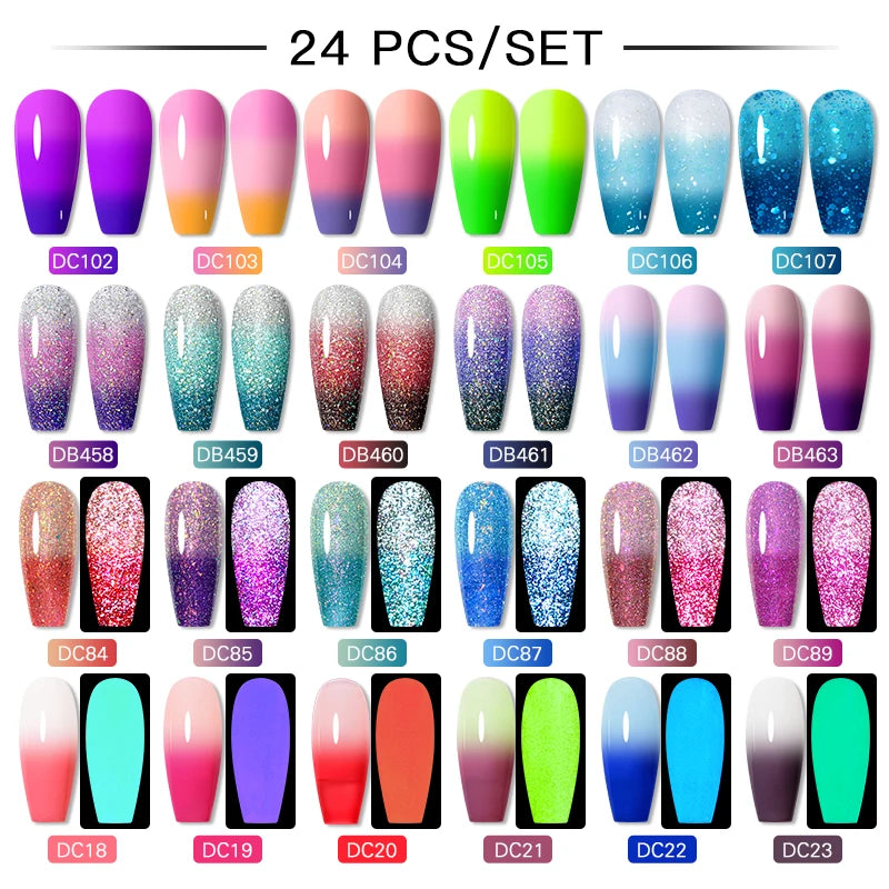 NEW Arrivals 24/40.120PCS Set Colors Gel Nail Polish Set Semi Permanent Hybrid Gel Varnish Set Base Top Coat Soak Off UV LED Nail Gel Kits Manicure Pedicure Accessories Nail Care Tools Sets Cosmetic Supplies