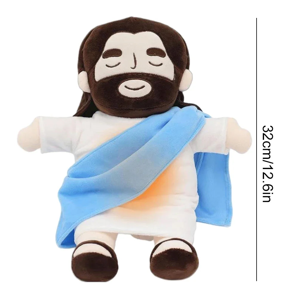 Jesus Christ Plush Baby Soothing Breathing Toy Jesus Doll Plush Toy Four-Gear Adjustment Children Music Sleep Companion Toy Kids Xmas Gift